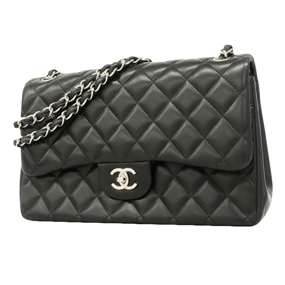 Chanel Shoulder Bag, Large Matelassé, Double Flap, Chain, Lambskin, Black, Wo...